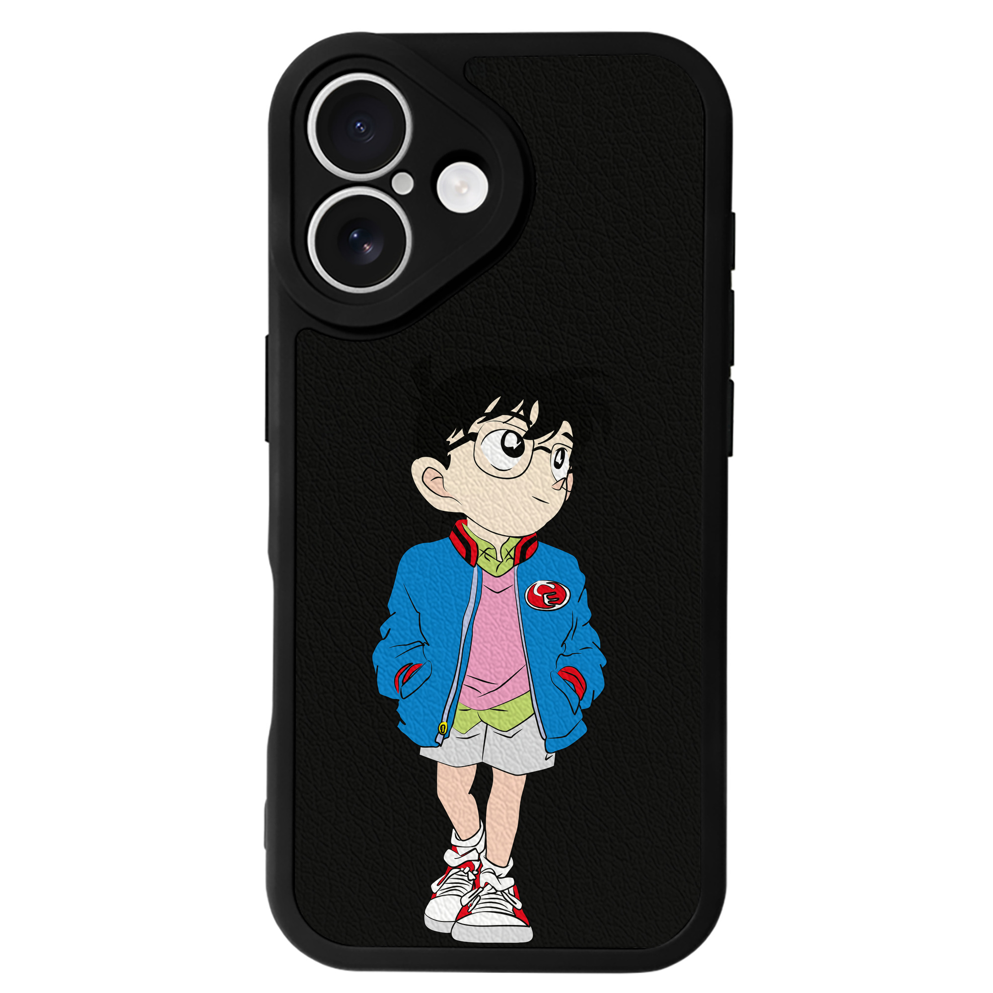 （画像用） 名探偵コナン 江戸川 コナン Detective Conan Conan Edogawa 【iPhone 16シリーズ対応】シリコンスマホケース（レザー調） 材質：シリコン